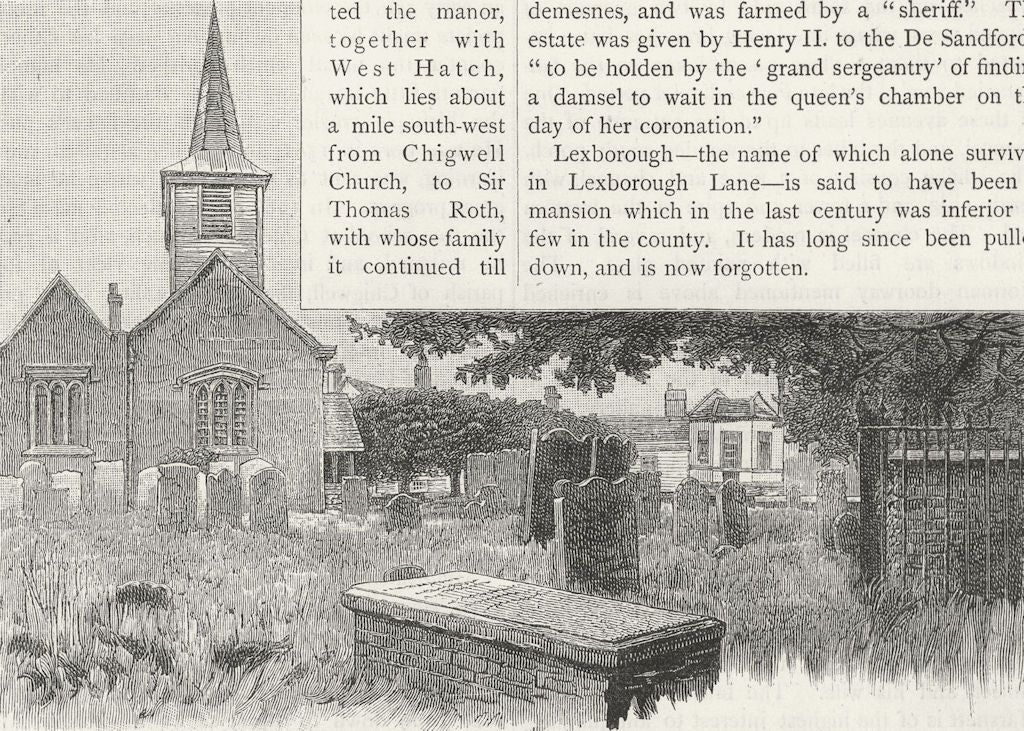 CHIGWELL. Chigwell Church. Essex 1888 old antique vintage print picture